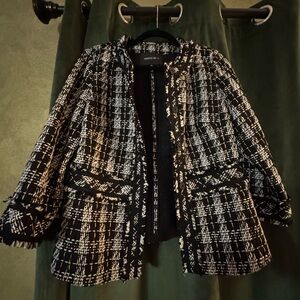 Lafayette 148 New York Black and White Plaid Blazer